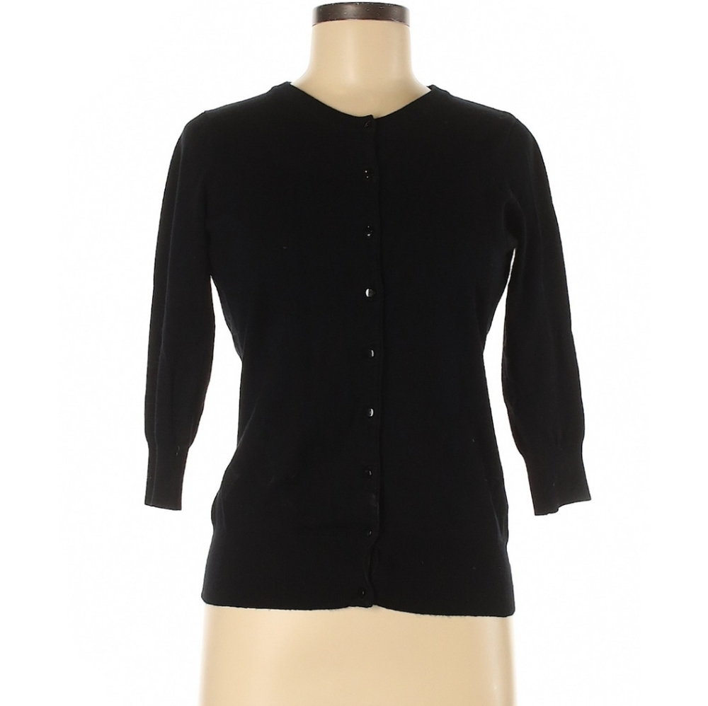 Black 3/4 Sleeve Lightweight Cardigan